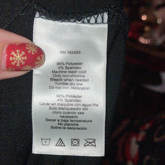 🖤💎Sweet Violet Black Stretchy Top W/Crystals At Rounded Neckline Size 3X - Picture 9 of 9